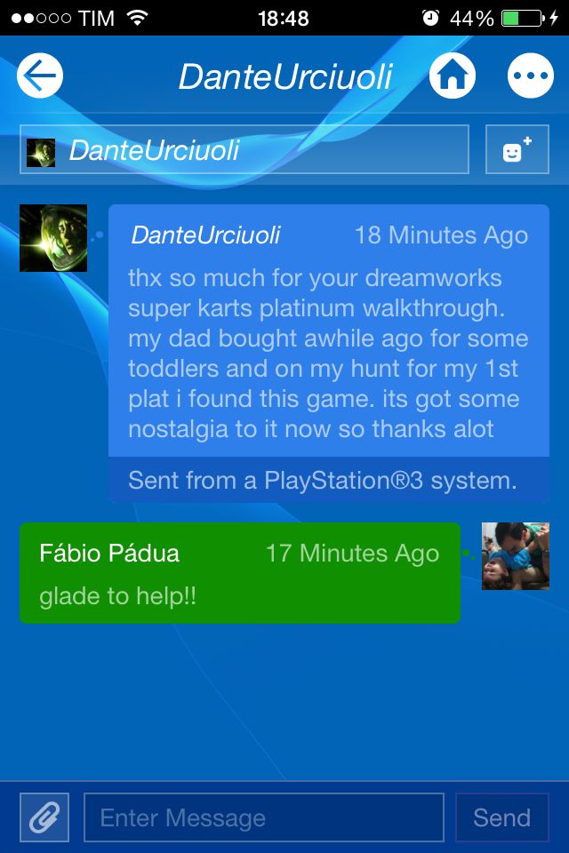 Mensagem Recebida na PSN!